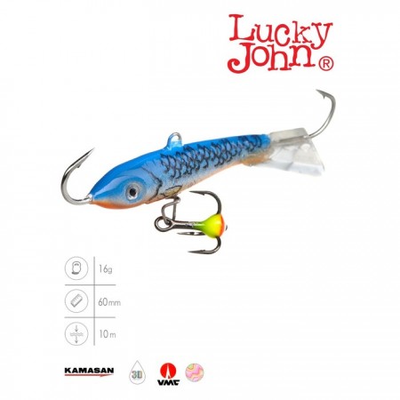 Балансир Lucky John CLASSIC 6 + тройник, 6 см, цвет 45H блистер