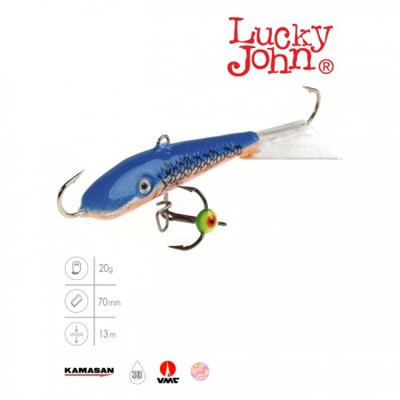 Балансир Lucky John FIN 5 + тройник, 7 см, цвет 45H блистер