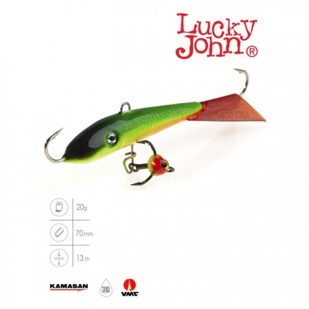 Балансир Lucky John FIN 5 + тройник, 7 см, цвет 26RT блистер