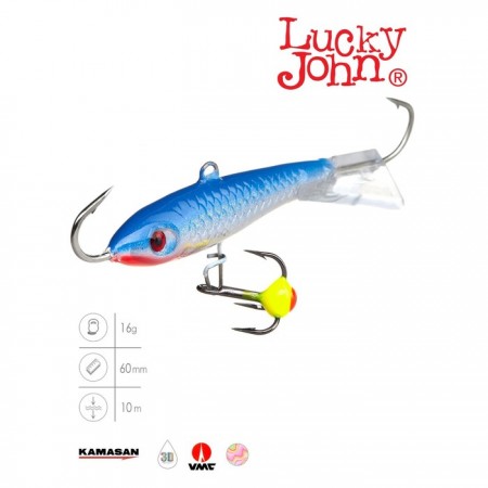 Балансир Lucky John CLASSIC 6 + тройник, 6 см, цвет 15H блистер