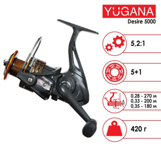 Катушка YUGANA Desire 5000 5+1 подшипник, 5.2:1