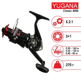 Катушка YUGANA Classic 4000, 3 + 1 подшипник