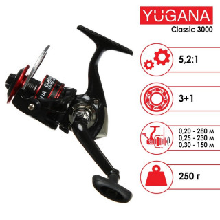 Катушка YUGANA Classic 3000, 3 + 1 подшипник