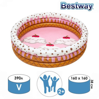 Бассейн надувной Sundae Funday, 160 x 160 х 38 см, 51144 Bestway