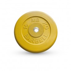 Диск обрезиненный d=26 мм цветной 15 кг, цвет жёлтый