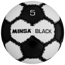 Мяч футбольный MINSA Black, PU, ручная сшивка, размер 5