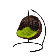 Двойное кресло-кокон, 12 мм лоза, цвет коричневый, цвет подушки МИКС