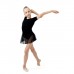 Купальник для хореографии х/б, короткий рукав, юбка-сетка, размер 32, цвет чёрный