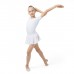 Купальник для хореографии х/б, короткий рукав, юбка-сетка, размер 28, цвет белый