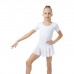 Купальник для хореографии х/б, короткий рукав, юбка-сетка, размер 30, цвет белый