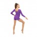 Купальник гимнастический с длинным рукавом, с шортами, лайкра, цвет фиолетовый, размер 28