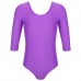 Купальник гимнастический с рукавом 3/4, лайкра, цвет фиолетовый, размер 30