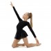 Купальник для хореографии х/б, длинный рукав, юбка-сетка, размер 38, цвет чёрный