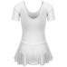 Купальник для хореографии х/б, короткий рукав, юбка-сетка, размер 40, цвет белый