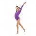 Купальник гимнастический с длинным рукавом, лайкра, цвет фиолетовый, размер 30