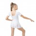 Купальник для хореографии х/б, короткий рукав, юбка-сетка, размер 34, цвет белый