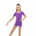 Купальник гимнастический с коротким рукавом, с шортами, лайкра, цвет фиолетовый, размер 42