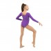 Купальник гимнастический с длинным рукавом, лайкра, цвет фиолетовый, размер 34