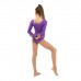 Купальник гимнастический с длинным рукавом, лайкра, цвет фиолетовый, размер 34
