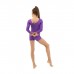Купальник гимнастический с длинным рукавом, с шортами, лайкра, цвет фиолетовый, размер 30