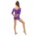 Купальник гимнастический с рукавом 3/4, с шортами, лайкра, цвет фиолетовый, размер 36