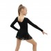 Купальник для хореографии х/б, длинный рукав, юбка-сетка, размер 30, цвет чёрный