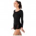 Купальник для хореографии х/б, длинный рукав, юбка-сетка, размер 40, цвет чёрный