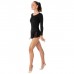 Купальник для хореографии х/б, длинный рукав, юбка-сетка, размер 40, цвет чёрный