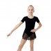 Купальник для хореографии х/б, короткий рукав, юбка-сетка, размер 38, цвет чёрный