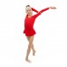 Купальник гимнастический с юбкой, с длинным рукавом, р. 32, цвет красный