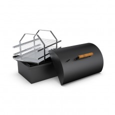 Коптильня двухъярусная с гидрозатвором Grillux Smoky Lux 55 Black, с купольной крышкой