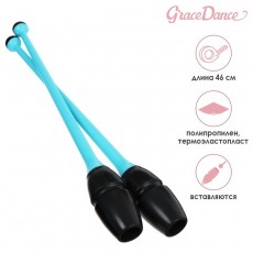 Булавы гимнастические вставляющиеся Grace Dance, 46 см, цвет чёрный/голубой