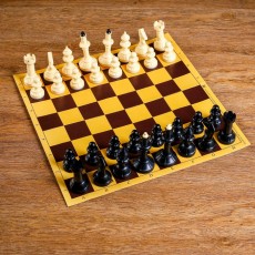 Шахматы "Русские игры" (доска из микрогофры 40х40 см, фигуры пластик, король h=10.2 см)