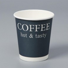 Стакан бумажный "COFFEE hot & tasty" синий, для горячих напитков 250 мл, диаметр 80 мм