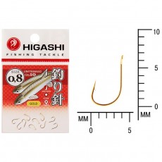 Крючок HIGASHI Umitanago ringed, крючок № 0.8, 10 шт., набор, золотой, 03685