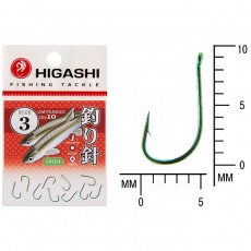Крючок HIGASHI Umitanago ringed, крючок № 3, 10 шт., набор, зеленый, 01348