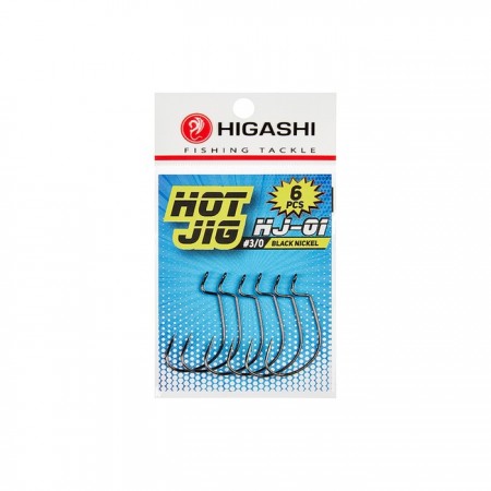 Офсетные крючки HIGASHI Hot Jig HJ-01, крючок № 3/0, черный никель, 6 шт., набор, 02049