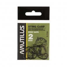 Крючок Nautilus Sting Carp Wide gape S-1143, цвет BN, № 2, 10 шт.