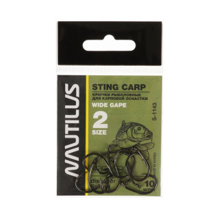 Крючок Nautilus Sting Carp Wide gape S-1143, цвет BN, № 2, 10 шт.