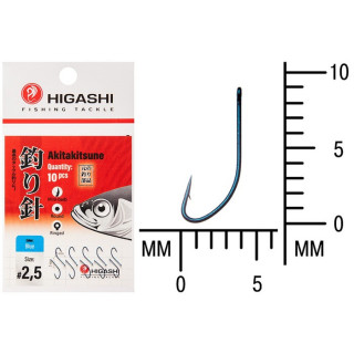 Крючок HIGASHI Akitakitsune ringed, крючок № 2.5, 10 шт., набор, голубой, 04902