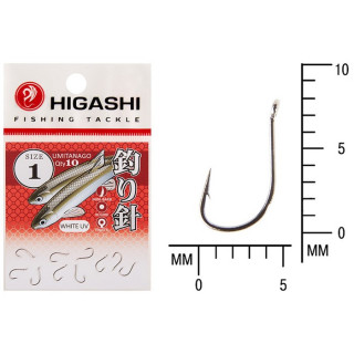 Крючок HIGASHI Umitanago ringed, крючок № 1, 10 шт., набор, белый UV, 03695