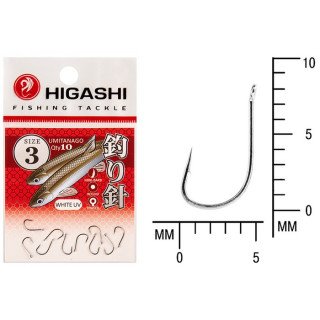 Крючок HIGASHI Umitanago ringed, крючок № 3, 10 шт., набор, белый UV, 03697