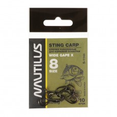 Крючок Nautilus Sting Carp Wide gape X S-1144, цвет BN, № 8, 10 шт.