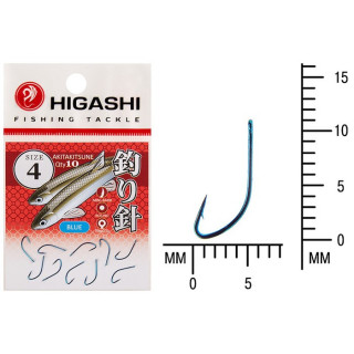 Крючок HIGASHI Akitakitsune ringed, крючок № 4, 10 шт., набор, голубой, 04067