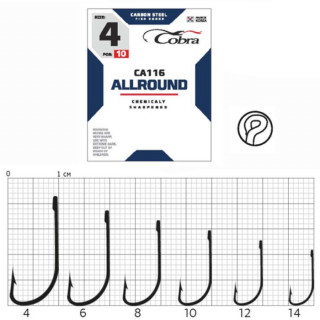 Крючки Cobra ALLROUND, серия CA116, № 12, 10 шт.