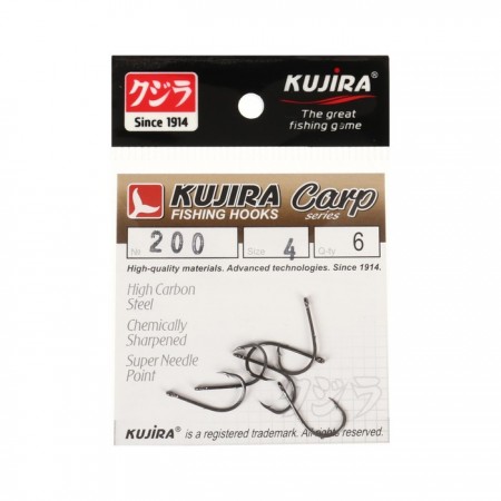 Крючки карповые Kujira Carp 200, цвет BN, № 4, 6 шт.
