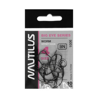 Крючок офсетный Nautilus Offset Big Eye Series Worm 1006, № 4, 10 шт.