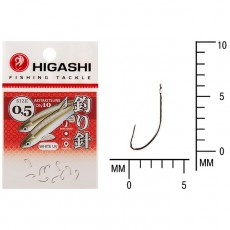Крючок HIGASHI Akitakitsune ringed, крючок № 0.5, 10 шт., набор, белый UV, 02809