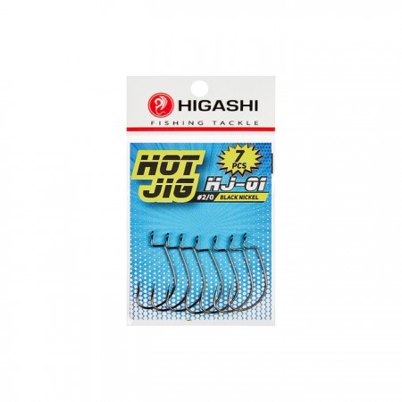 Офсетные крючки HIGASHI Hot Jig HJ-01, крючок № 2/0, черный никель, 7 шт., набор, 02048