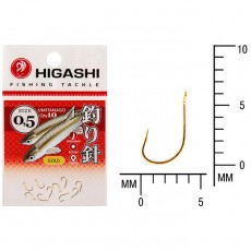 Крючок HIGASHI Umitanago ringed, крючок № 0.5, 10 шт., набор, золотой, 03679